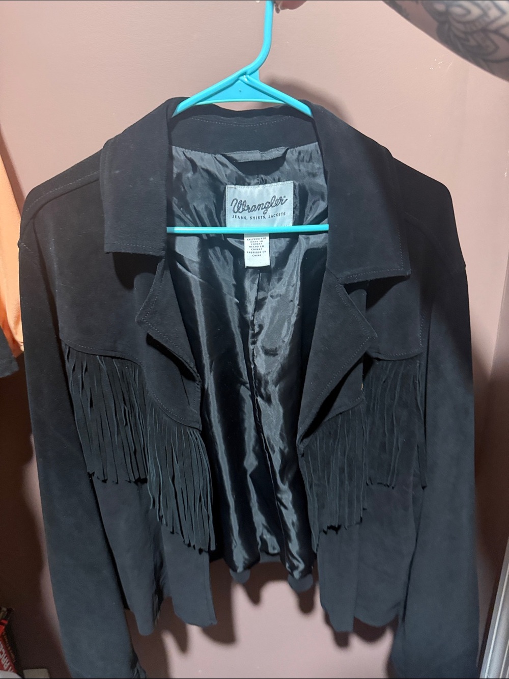 Wrangler Black Suede Fringe Jacket - Women's Western Style
